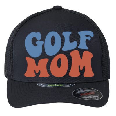 Retro Groovy Golf Mom Mothers Day 70s Boho Wavy Funny Gift Flexfit Unipanel Trucker Cap