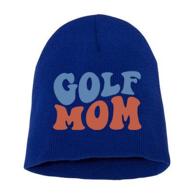 Retro Groovy Golf Mom Mothers Day 70s Boho Wavy Funny Gift Short Acrylic Beanie