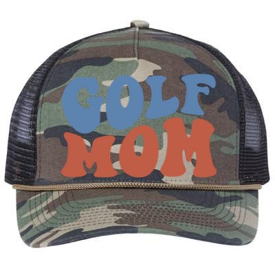 Retro Groovy Golf Mom Mothers Day 70s Boho Wavy Funny Gift Retro Rope Trucker Hat Cap