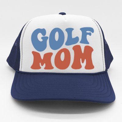 Retro Groovy Golf Mom Mothers Day 70s Boho Wavy Funny Gift Trucker Hat