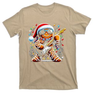 Rock Guitar Gingerbread Playing Guitar Funny Christmas Xmas T-Shirt