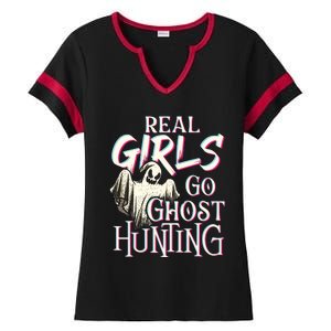 Real Girl Go Ghost Hunting Paranormal Halloween Activity Ladies Halftime Notch Neck Tee