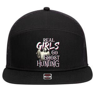 Real Girl Go Ghost Hunting Paranormal Halloween Activity 7 Panel Mesh Trucker Snapback Hat