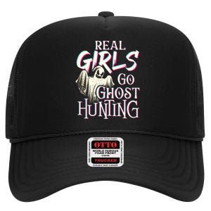 Real Girl Go Ghost Hunting Paranormal Halloween Activity High Crown Mesh Back Trucker Hat