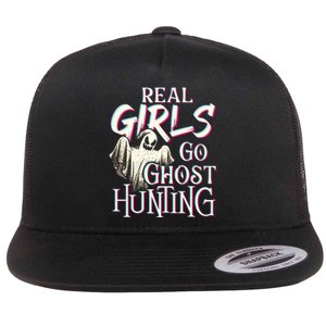 Real Girl Go Ghost Hunting Paranormal Halloween Activity Flat Bill Trucker Hat