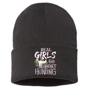 Real Girl Go Ghost Hunting Paranormal Halloween Activity Sustainable Knit Beanie