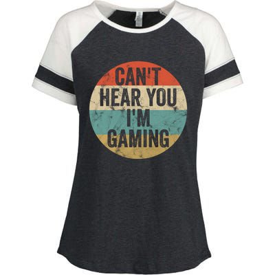 Retro Gaming Great Gift Can't Hear You I'm Gaming Funny Gamer Vintage Gift Enza Ladies Jersey Colorblock Tee