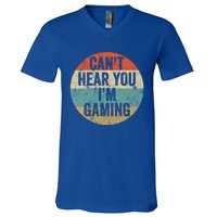 Retro Gaming Great Gift Can't Hear You I'm Gaming Funny Gamer Vintage Gift V-Neck T-Shirt