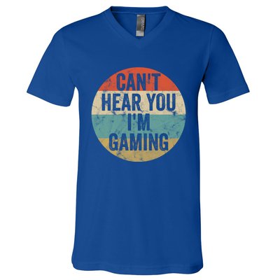 Retro Gaming Great Gift Can't Hear You I'm Gaming Funny Gamer Vintage Gift V-Neck T-Shirt