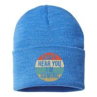 Retro Gaming Great Gift Can't Hear You I'm Gaming Funny Gamer Vintage Gift Sustainable Knit Beanie