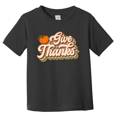 Retro Groovy Give Thank Thanksgiving Thankful Fall Autumn Toddler T-Shirt