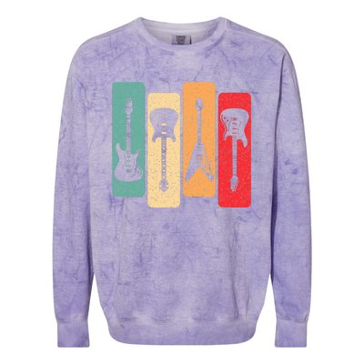 Retro Guitars Guitarist Electric Bass Guitar Rock Music Colorblast Crewneck Sweatshirt