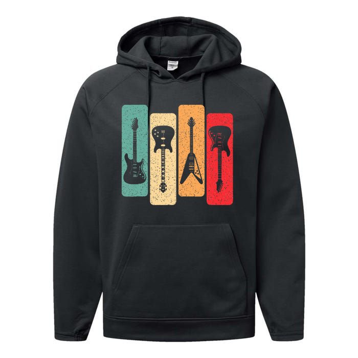 Retro Guitars Guitarist Electric Bass Guitar Rock Music Performance Fleece Hoodie