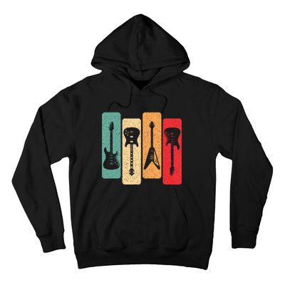 Retro Guitars Guitarist Electric Bass Guitar Rock Music Hoodie