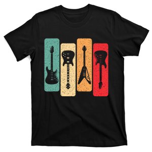 Retro Guitars Guitarist Electric Bass Guitar Rock Music T-Shirt