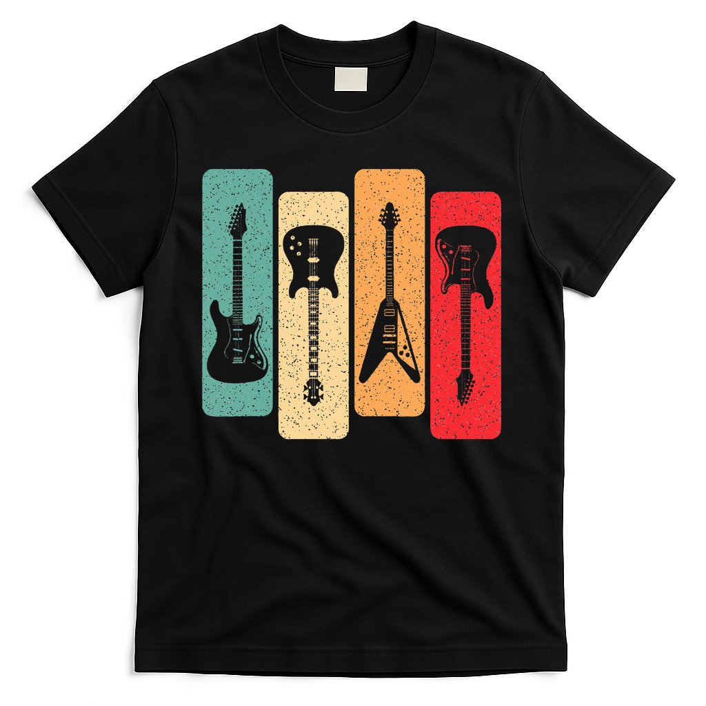 Retro Guitars Guitarist Electric Bass Guitar Rock Music T-Shirt