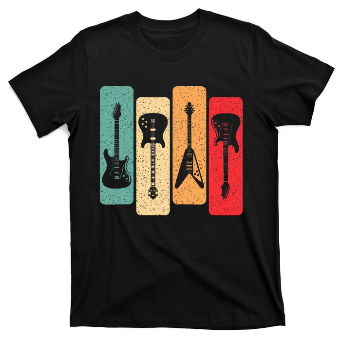 Retro Guitars Guitarist Electric Bass Guitar Rock Music T-Shirt