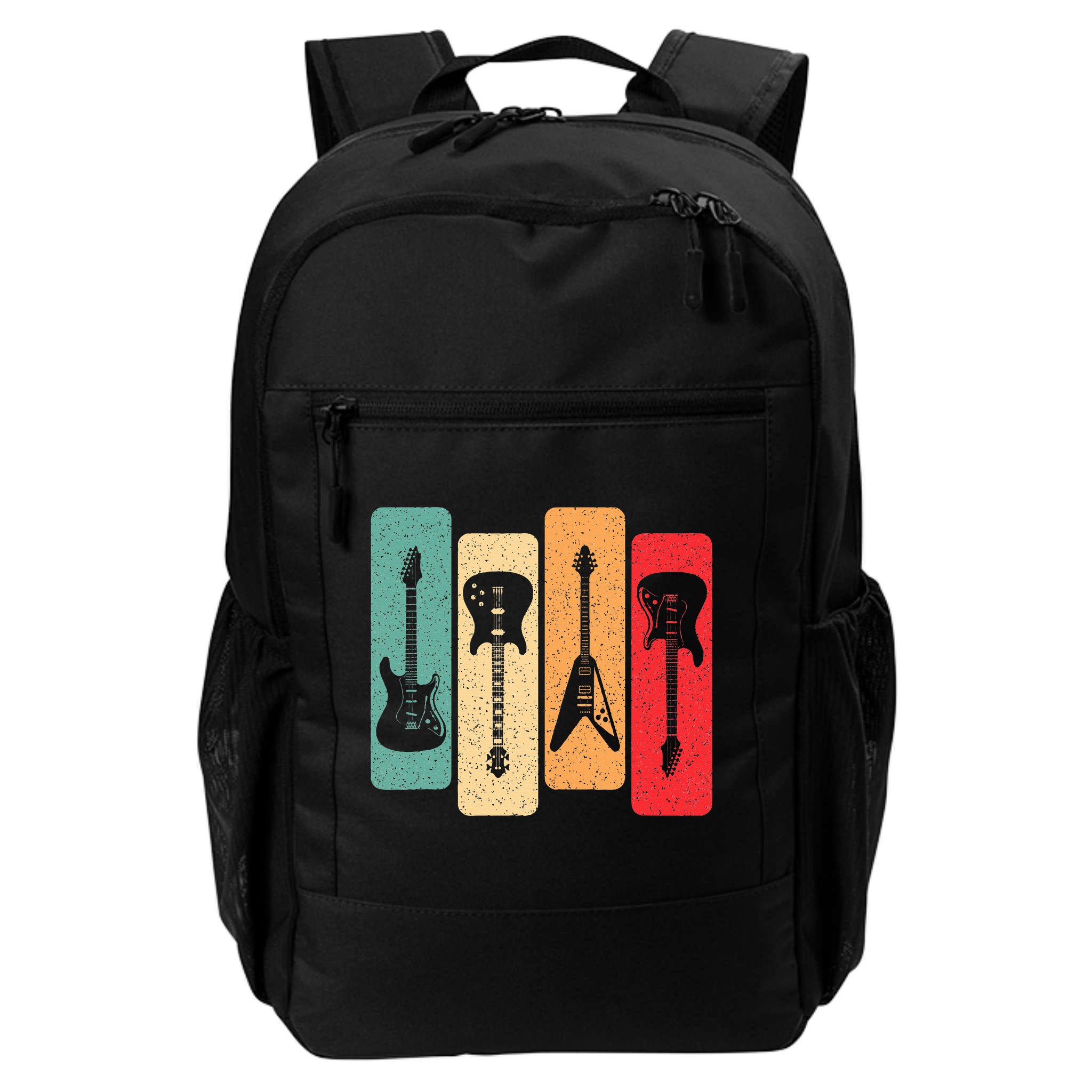 Retro Guitars Guitarist Electric Bass Guitar Rock Music Backpack