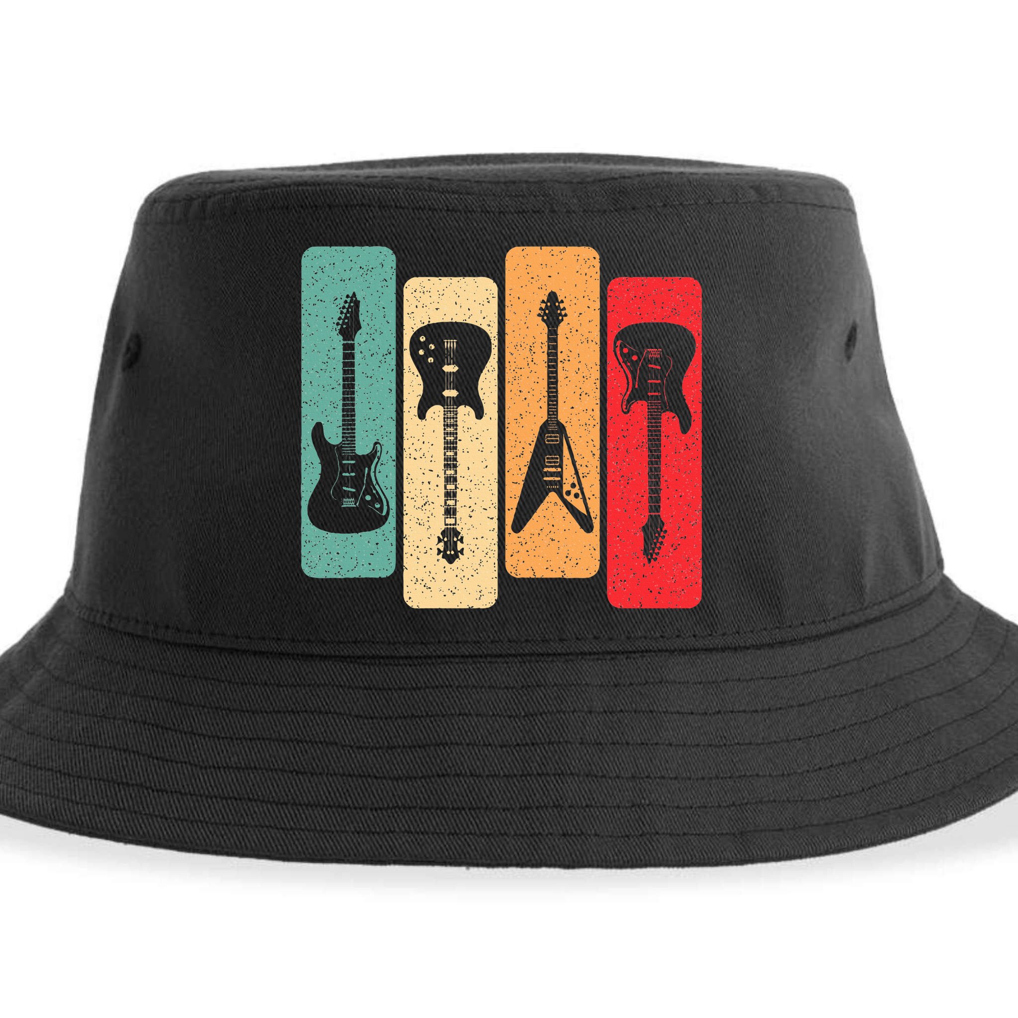 Retro Guitars Guitarist Electric Bass Guitar Rock Music Sustainable Bucket Hat