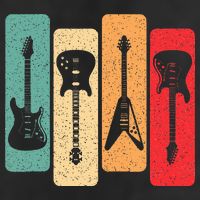 Retro Guitars Guitarist Electric Bass Guitar Rock Music Beanie