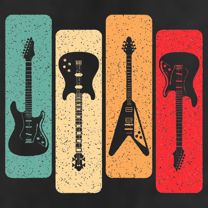 Retro Guitars Guitarist Electric Bass Guitar Rock Music Beanie