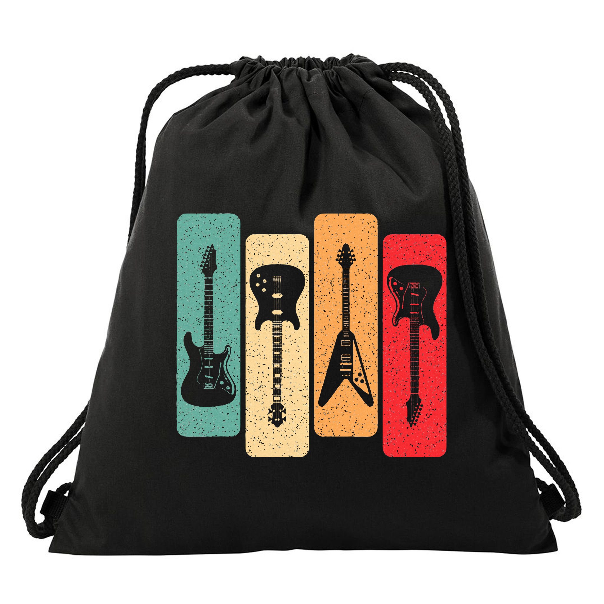 Retro Guitars Guitarist Electric Bass Guitar Rock Music Drawstring Bag