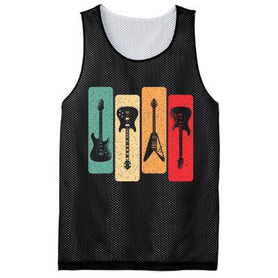 Retro Guitars Guitarist Electric Bass Guitar Rock Music Mesh Reversible Basketball Jersey Tank