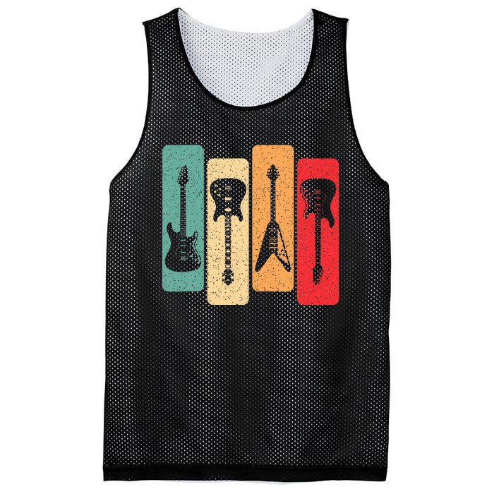 Retro Guitars Guitarist Electric Bass Guitar Rock Music Mesh Reversible Basketball Jersey Tank