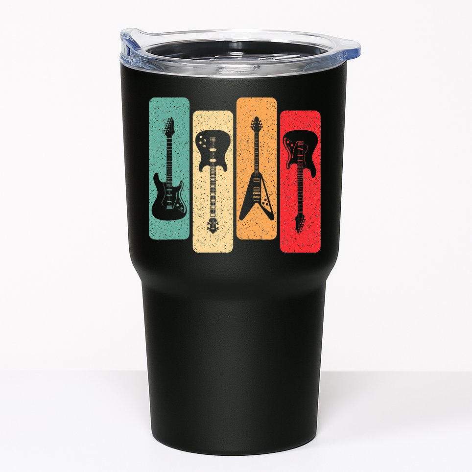 Retro Guitars Guitarist Electric Bass Guitar Rock Music Tumbler