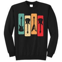 Retro Guitars Guitarist Electric Bass Guitar Rock Music Tall Sweatshirt