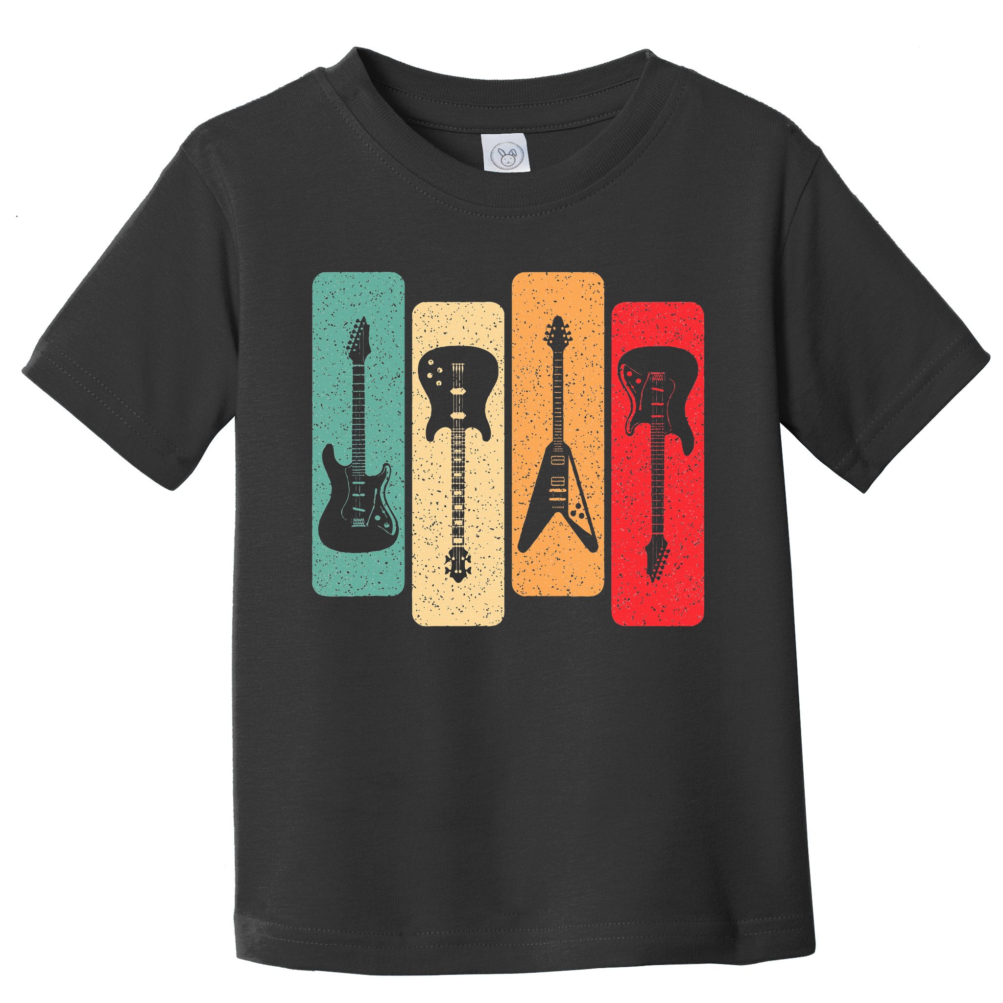 Retro Guitars Guitarist Electric Bass Guitar Rock Music Toddler T-Shirt