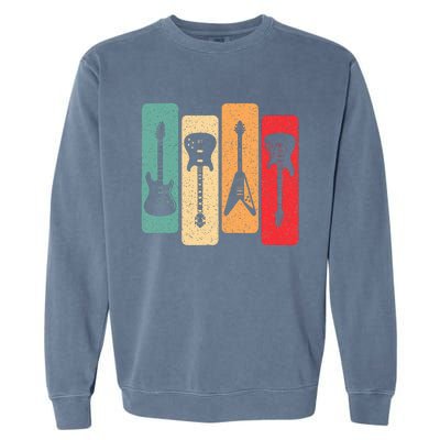 Retro Guitars Guitarist Electric Bass Guitar Rock Music Garment-Dyed Sweatshirt