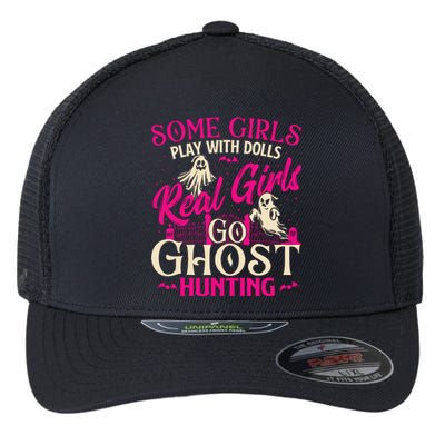 Real Girl Go Ghost Hunting Ghosts Paranormal Researcher Flexfit Unipanel Trucker Cap