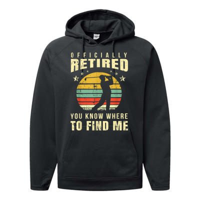 Retired Golf Gift Retirement Party Retiring Golfing Golfer Performance Fleece Hoodie