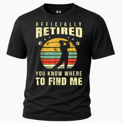 Retired Golf Gift Retirement Party Retiring Golfing Golfer Cooling Performance Crew T-Shirt