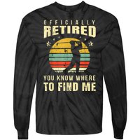 Retired Golf Gift Retirement Party Retiring Golfing Golfer Tie-Dye Long Sleeve Shirt