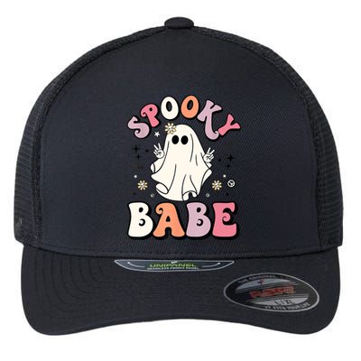 Retro Groovy Ghost Boo Stay Spooky Babe Halloween Costume Gift Flexfit Unipanel Trucker Cap