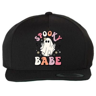 Retro Groovy Ghost Boo Stay Spooky Babe Halloween Costume Gift Wool Snapback Cap