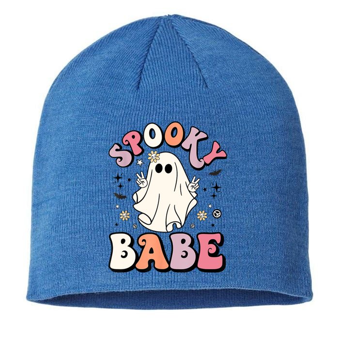 Retro Groovy Ghost Boo Stay Spooky Babe Halloween Costume Gift Sustainable Beanie