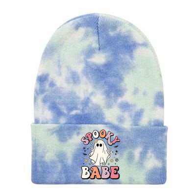 Retro Groovy Ghost Boo Stay Spooky Babe Halloween Costume Gift Tie Dye 12in Knit Beanie