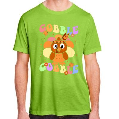 Retro Groovy Gobble Gobble Turkey Pilgrim Thanksgiving Gift Adult ChromaSoft Performance T-Shirt