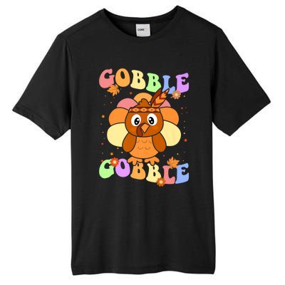 Retro Groovy Gobble Gobble Turkey Pilgrim Thanksgiving Gift Tall Fusion ChromaSoft Performance T-Shirt