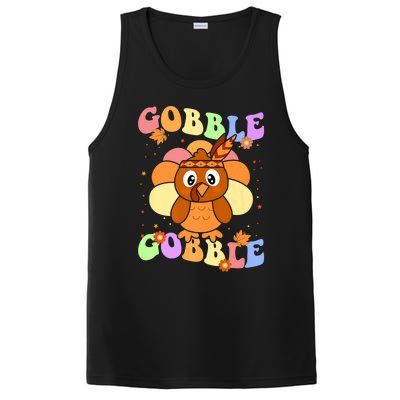 Retro Groovy Gobble Gobble Turkey Pilgrim Thanksgiving Gift PosiCharge Competitor Tank