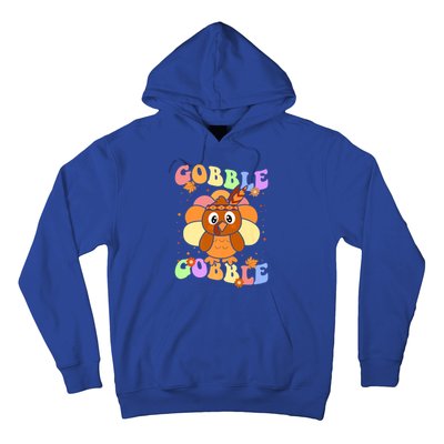 Retro Groovy Gobble Gobble Turkey Pilgrim Thanksgiving Gift Hoodie