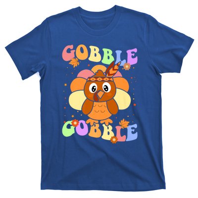 Retro Groovy Gobble Gobble Turkey Pilgrim Thanksgiving Gift T-Shirt