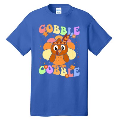 Retro Groovy Gobble Gobble Turkey Pilgrim Thanksgiving Gift Tall T-Shirt