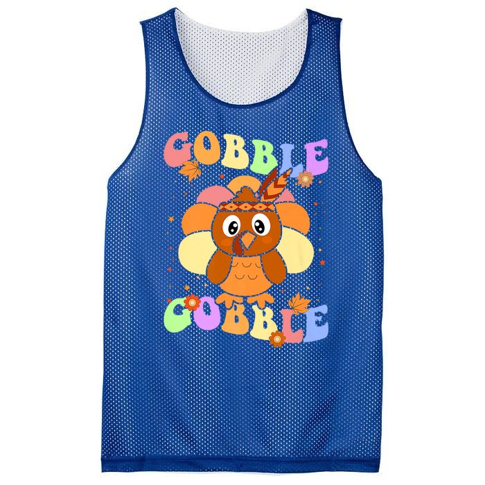 Retro Groovy Gobble Gobble Turkey Pilgrim Thanksgiving Gift Mesh Reversible Basketball Jersey Tank