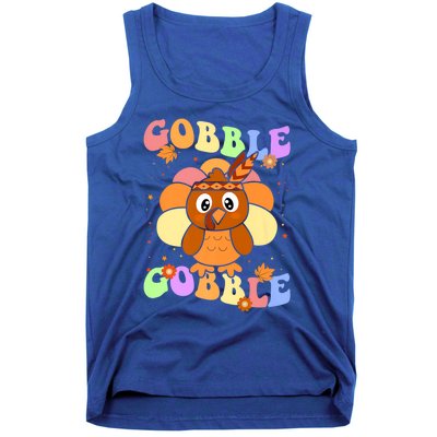 Retro Groovy Gobble Gobble Turkey Pilgrim Thanksgiving Gift Tank Top