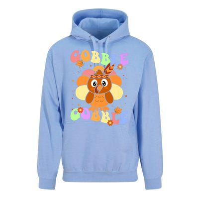 Retro Groovy Gobble Gobble Turkey Pilgrim Thanksgiving Gift Unisex Surf Hoodie