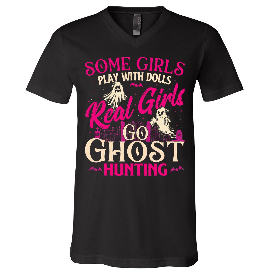 Real Go Ghost Hunting Ghosts Paranormal Researcher V-Neck T-Shirt